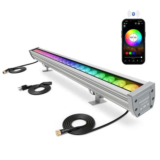 Smart LED Wall Washer Light, 168W RGB+CW Smart Bar Lights with Group and Individual Control, Timing Functions, Dimmable Linear Wall Light Bars for Outdoor & Indoor Lighting Projects, ETL Listed