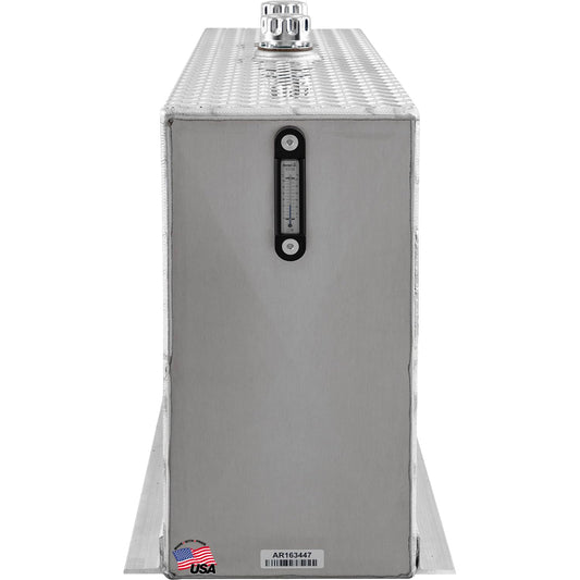 Buyers Products UR50A 50 Gallon Upright Aluminum Hydraulic Reservoir Tank for Dump Truck, Trailer & Live Floor Systems, Fully Baffled, Diamond Tread, Sight & Temperature Gauge, With Mounting Hardware