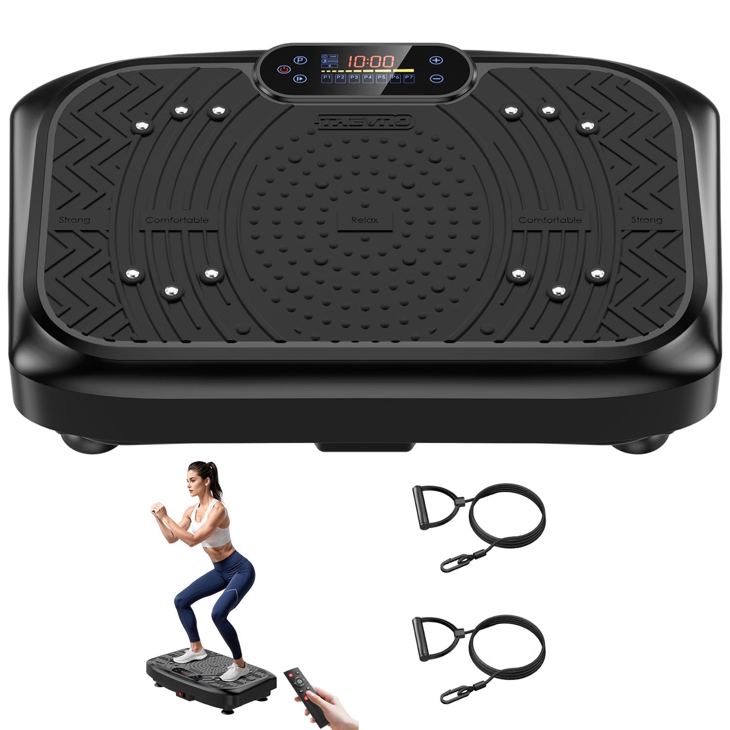 Taevno Vibration Plate Exercise Machine 450 Lbs Capacity, 199 Speeds Workout Vibrating Plate for Lymphatic Drainage Weight Loss, Full Body Shake Platform Machines for Women Men (Soft Black)