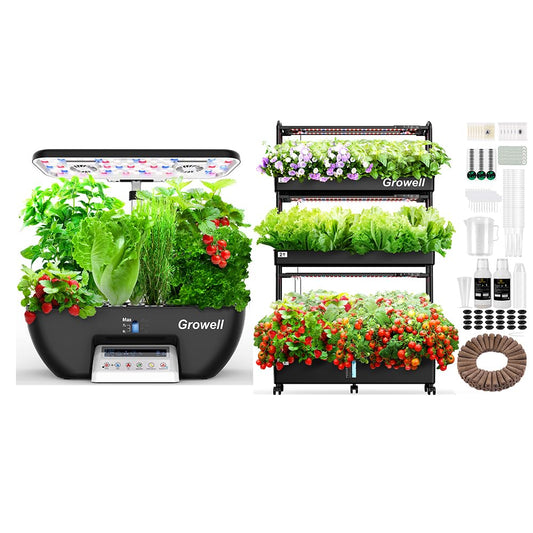 Growell 17 Pods Hydroponics Growing System & Large 90 Pods Vertical Garden