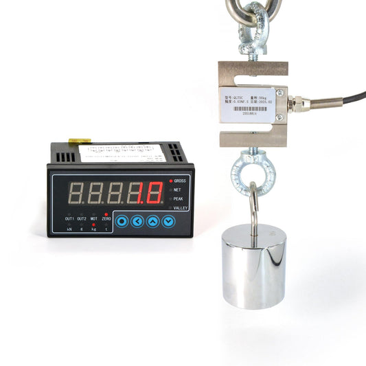S Type Load Cell Weighing Sensor with Indicator Display,Test Tension and Compression Force Weight Pressure Sensor for Scale (0-1000KG)