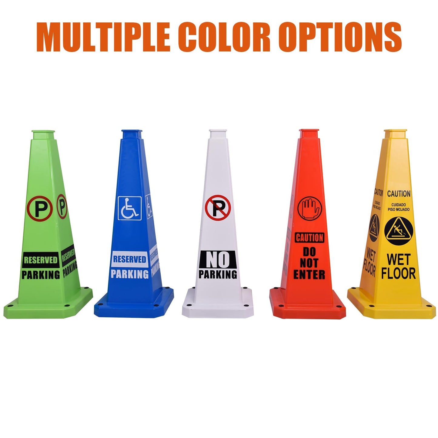 OranclUS 6 Pack 36 Inch 4-Sided Safety Cone, “Do Not Enter” Orange Traffic Cone, Extra Tall Bright High Visibility Durable PVC Stackable Cones (6, Orange-Do Not Enter, 36inch Printed)
