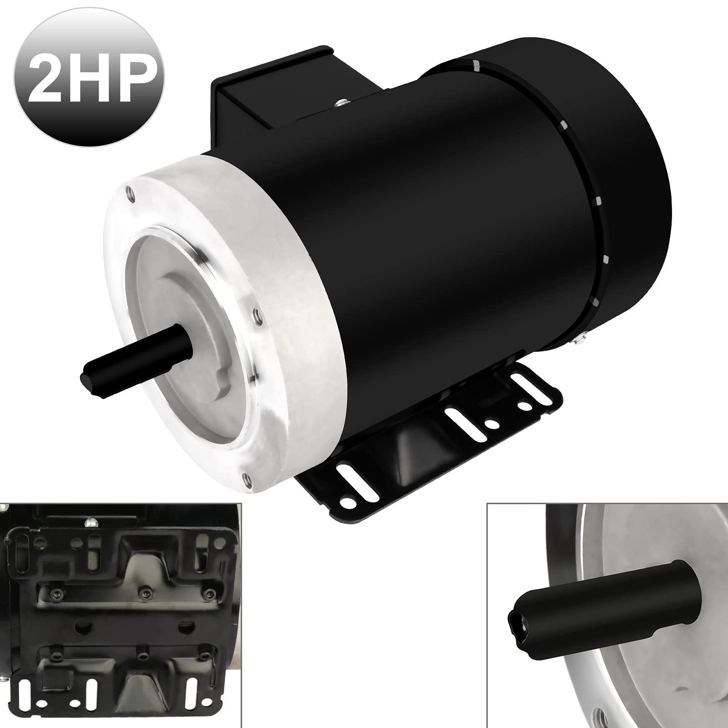 2HP Electric Motor 3450 RPM General Purpose Three Phase Motor 230V/460V 56C Frame 5/8" Shaft Diameter CW/CCW Rolled Steel Shell 60 HZ TEFC