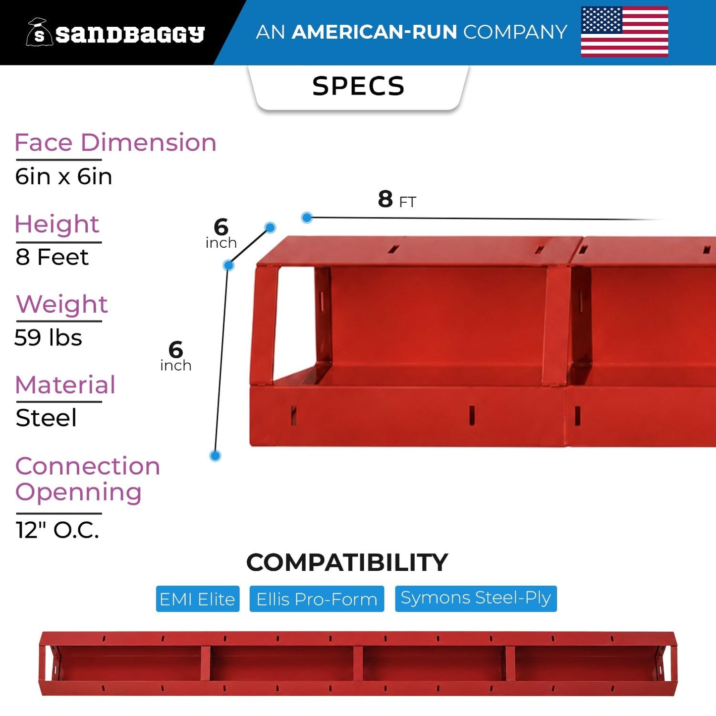 6" x 6" x 8 ft Inside Corners for Steel-Ply Concrete Forms - Sandbaggy (10, 6" x 6" x 8 ft)