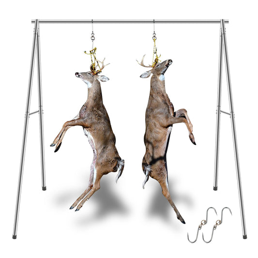 Deer Hanger for Skinning, Stainless Steel Deer Hanging Hoist with Winch & Gambrel, Game Hoist Rack for Deer, Elk, Bear, Hogs, Goat, Boar, Fish, Ideal for Hunting, Dressing, Processing - Heavy Duty
