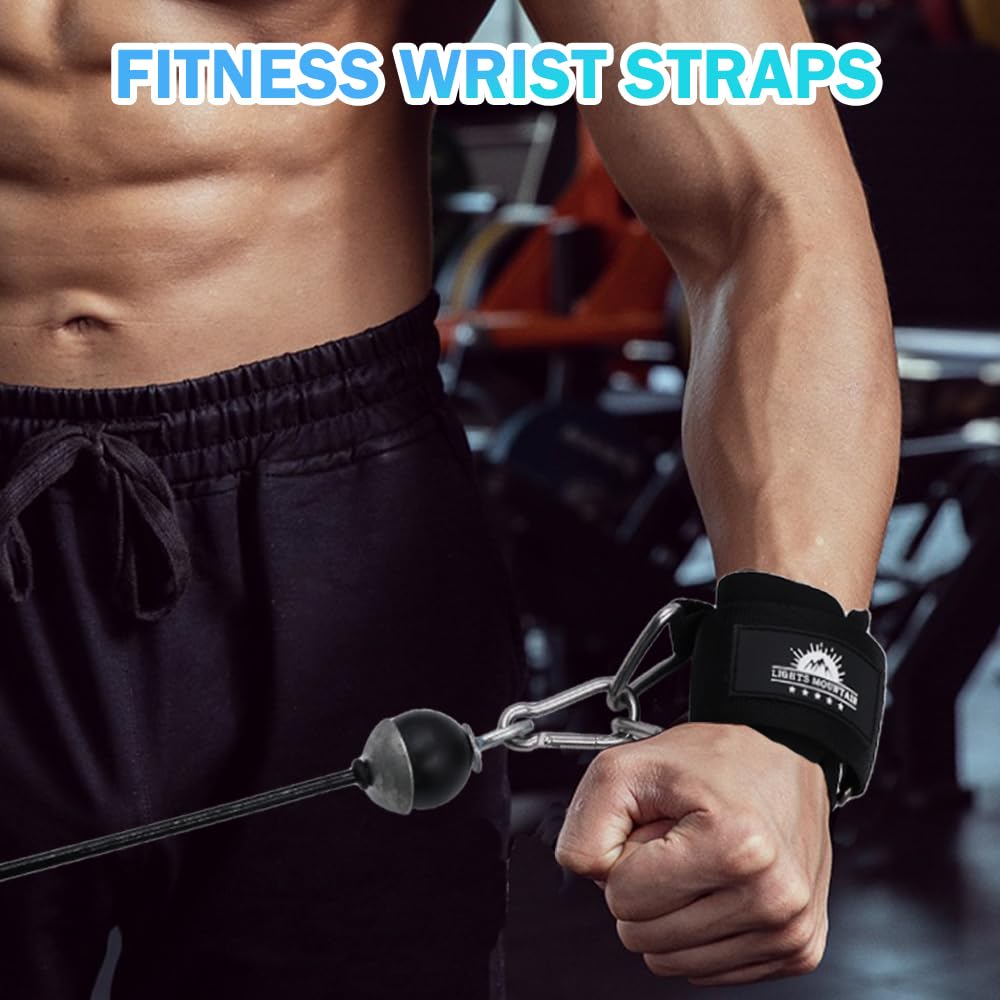 Lights Mountain Wrist Cuffs for Cable Machines – Padded & Adjustable Straps for Lateral Raises, Tricep Pushdowns & Strength Training (Black L)