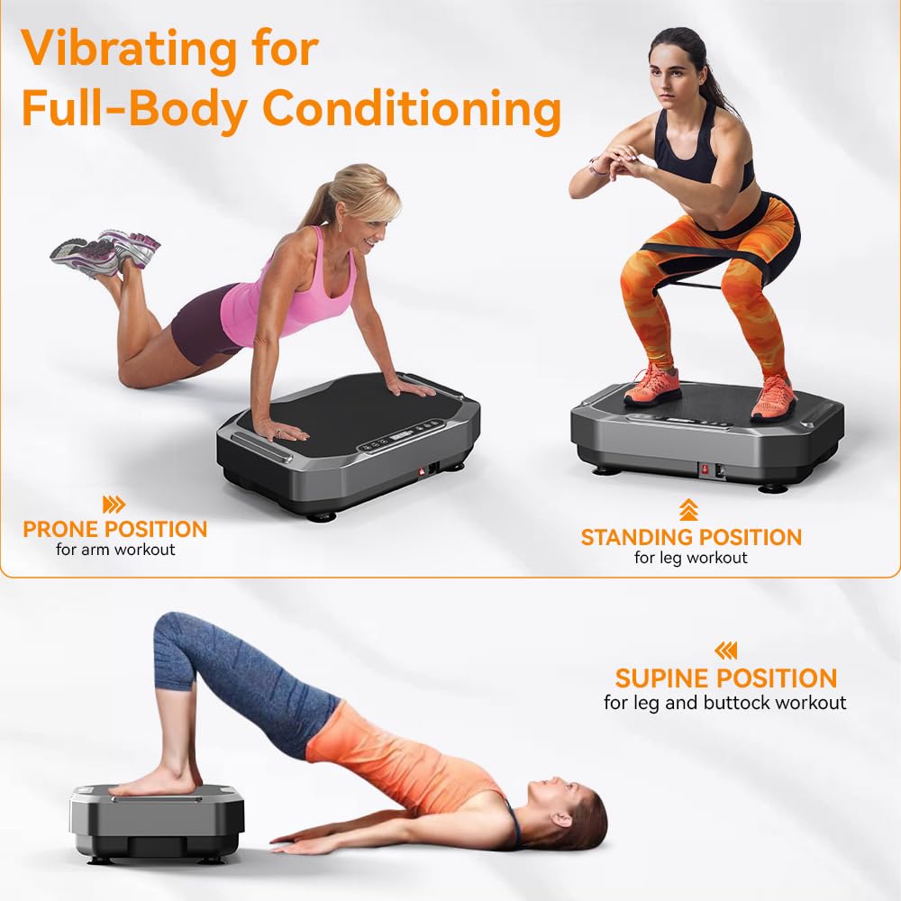 Fairgom Vibration Plate Exercise Machine with LED Display, Fitness Vibrating Lymphatic Drainage Full Body Workout Shaker for Weight Loss, Vibrate Fitness Platform with Cool Lights