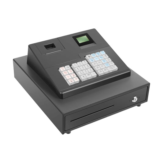 39 Keys Cash Registers with Locked Cash Drawer, Electronic Cashs Register for Small Businesses, 8 Digits LED Cash Register for Catering, Supermarkets, Clothing Stores, Hamburger Stores