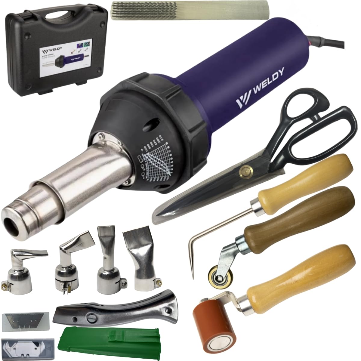 Weldy Professional 110V 1600W Hot Blast Torch Heat Welding Gun Welder Pistol Tool Hot Air Gun PVC Flooring Welding Tool Kit