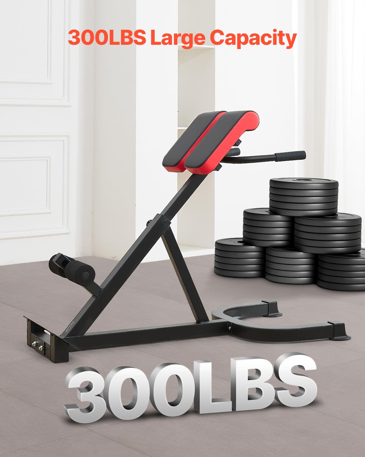 VEVOR Roman Chair Hyperextension Bench, 300 lbs Adjustable Extension Machine, Multi-Function Exercise Equipment for Glute, Hamstring, Lower Back, and Ab Workout, Fitness Weight Bench for Home Gym