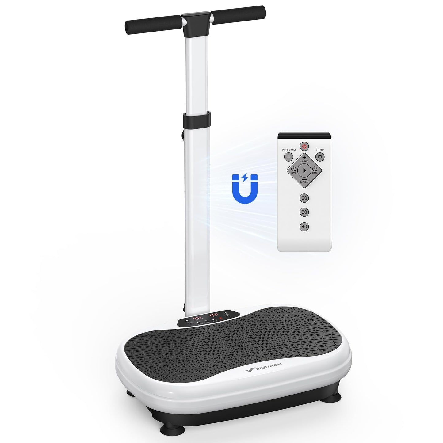 MERACH Vibration Plate Exercise Machine, Vibration Plate for Lymphatic Drainage Weight Loss, Vibrating Plate Exercise Machine with Handrails, Exercise Equipment for Women Men Home