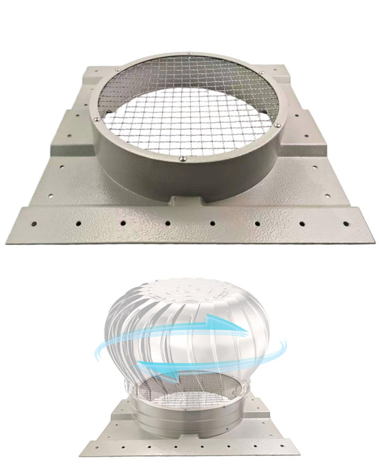 12 Inch Shipping Container Roof Vent Adapter for Container House Roof with 3.5 Inch Rib Spacing, Compatible with Whirlybird Turbine Vent Solar Vent (Gray)