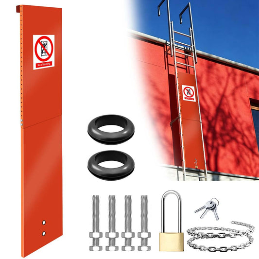 Upgraded 2-Section Fixed Ladder Anti-Climb Safety Guard, Fits 38"–75" Ladders – Heavy-Duty Fixed Ladder Resistant Security Guard, Dual Locking Mechanism for Roof Hatch & Outdoor Secure Access (Orange)