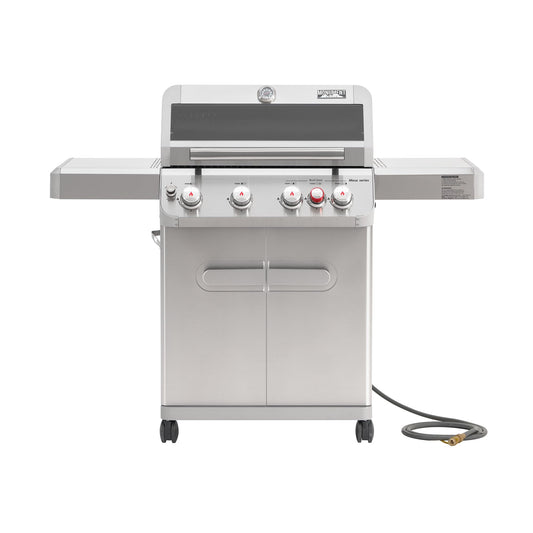 Monument Grills 4+1 Burner Natural Gas Grill with Natural Gas Hose, 50,000 BTU Stainless Steel Outdoor Patio Barbecue Grill, Broil Zone Fast Heating, Knob Lights, and Easy Cleanup, M415BZNG