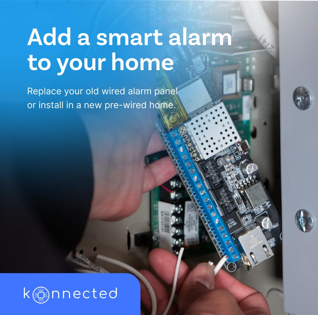 12-Zone Wired Smart Alarm Panel - Konnected Alarm Panel Pro (Board Only) - Make Wired Alarm System Smart - SmartThings, Alexa - No Batteries - No Monthly Subscription - Wi-Fi - Ethernet - PoE
