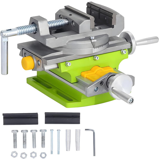 3’’ Cross Slide Drill Press Vise, 2 Way X-Y Compound Benchtop Drill Press Vise with 90° Rotary Table, for Mini Milling Machine