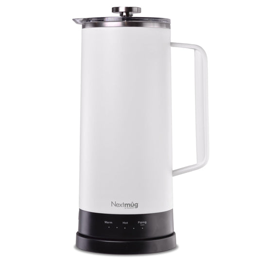 Nextmug Press - Temperature-Controlled, Self-Heating French Press (White - 40 oz.)