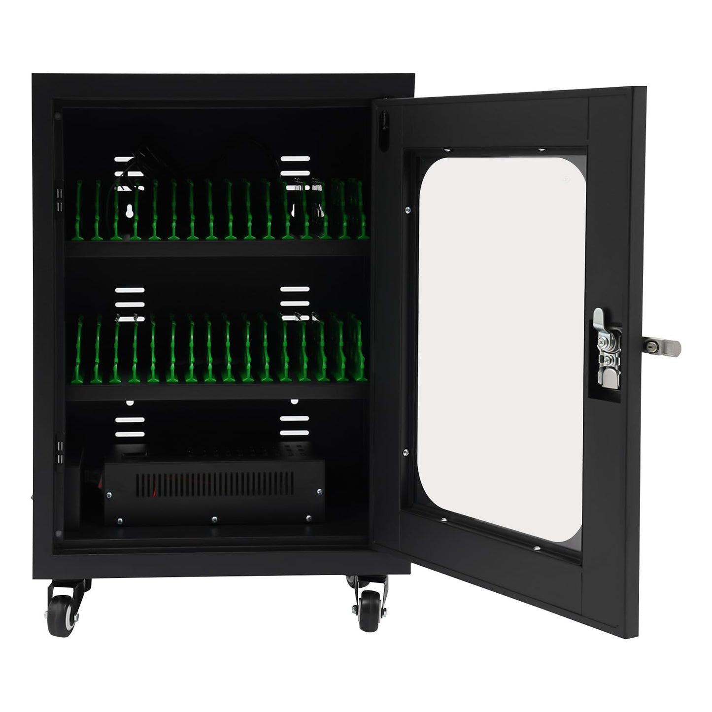 30-Device Mobile Charging Cart for Phone, Mobile School Charging Cart and Cabinet,Locking Storage Charging Station with Wheels for Classroom Office Business (Black)