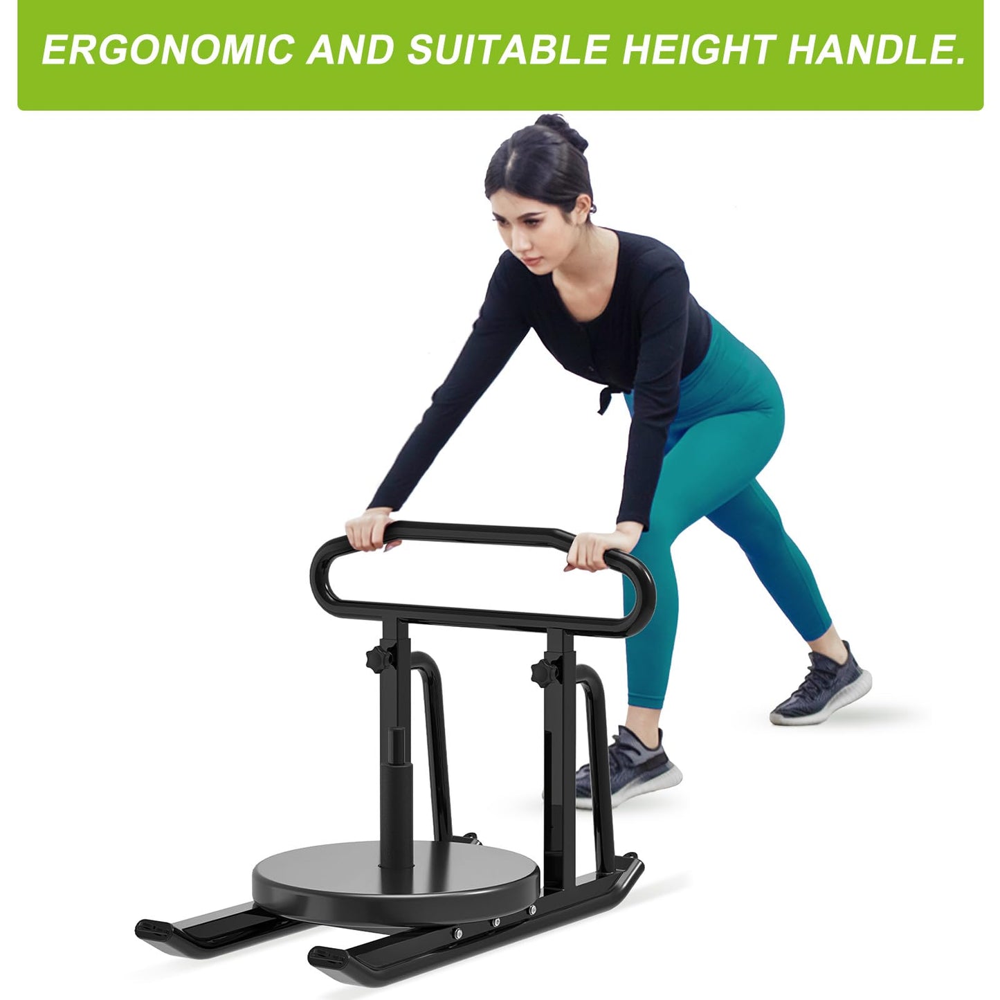 Dolibest Weight Sled Fitness Sled with Push-Pull Handles, Height Adjustable-Sled Harness Included, Heavy-Duty Weight Training Equipment for Muscle Building- Suitable for 1&2" Weight Plate- Black