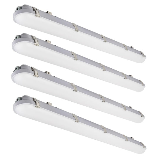 kadision 4ft LED Vapor Tight Light, 60W/50W/40W Wattage Selectable 7200lm 5000K 100-277V, 0-10V Dimmable Vapor Proof Lighting Fixture for Warehouses Car Washes, 4-Pack