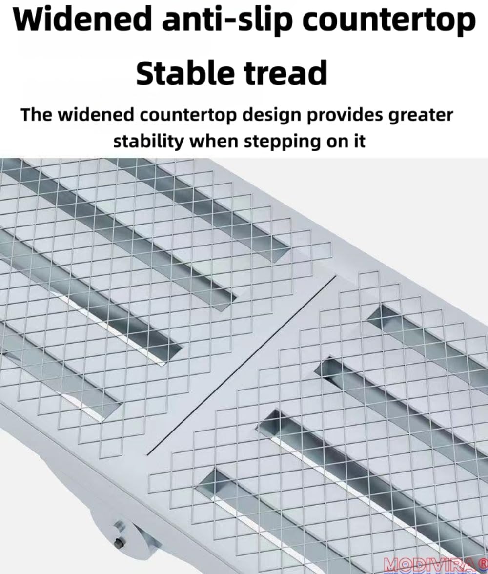 Modivira Folding Scaffolding with Adjustable Heights Heavy Duty Portable Steel Ladder with Non-Slip Feet for roof Cleaning Paint Home Improvement (A,78.74" * 11.81")
