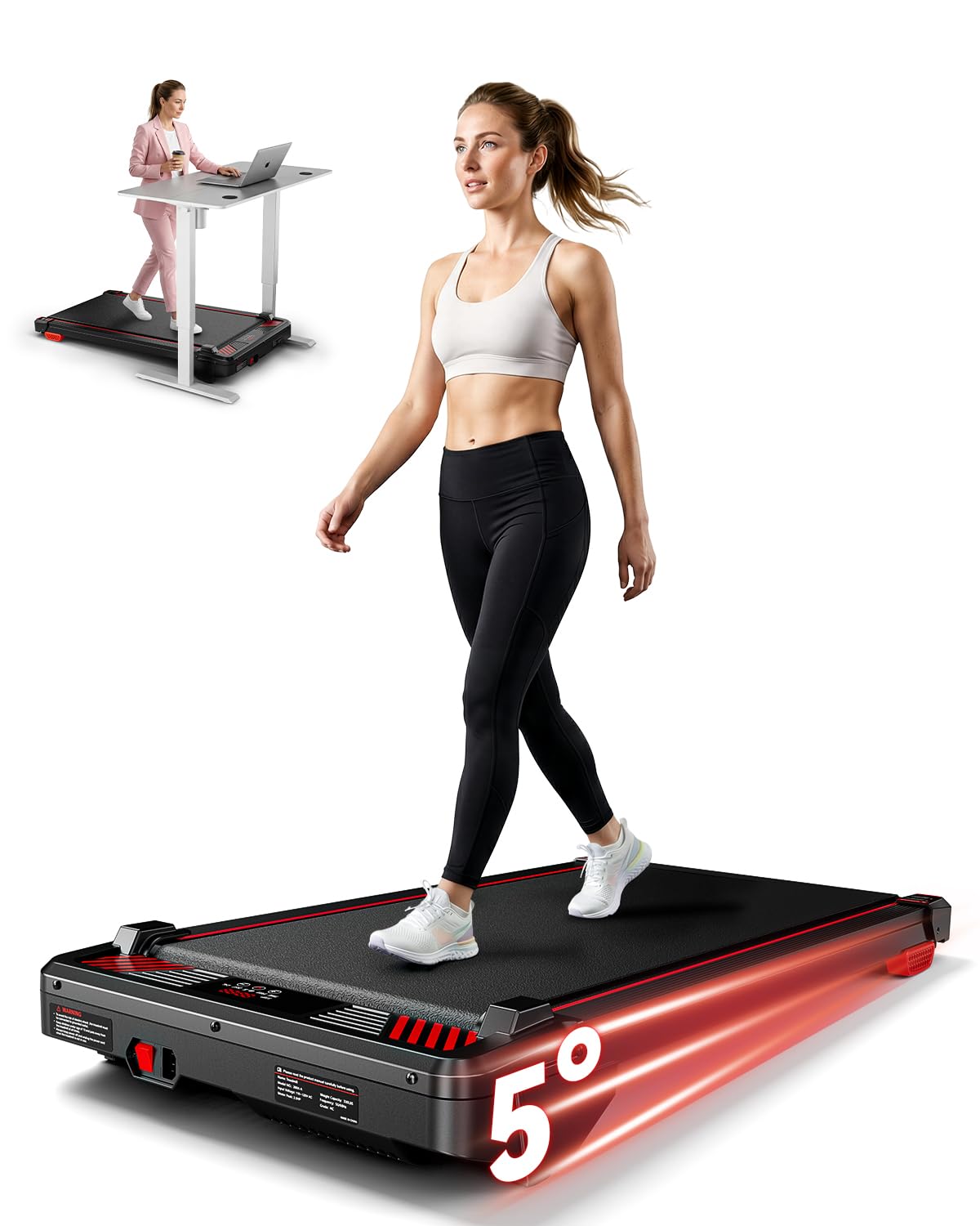 Walking Pad Treadmill, BestGod Treadmills for Home 330LBS Capacity Under Desk Treadmill with Incline Running Pad, Compact Portable Desk Treadmills Small Exercising Walk Pad with Remote Control