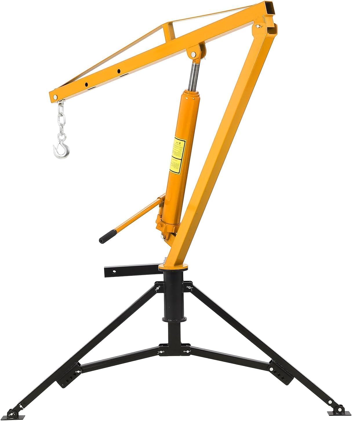 GarveeLife 1000 LBS Hydraulic Pickup Truck Crane, 360° Swivel Hitch Mounted Hoist with 3 Adjustable Booms, Truck Bed Crane for Lifting Engine, Deer, or Construction Goods-Yellow