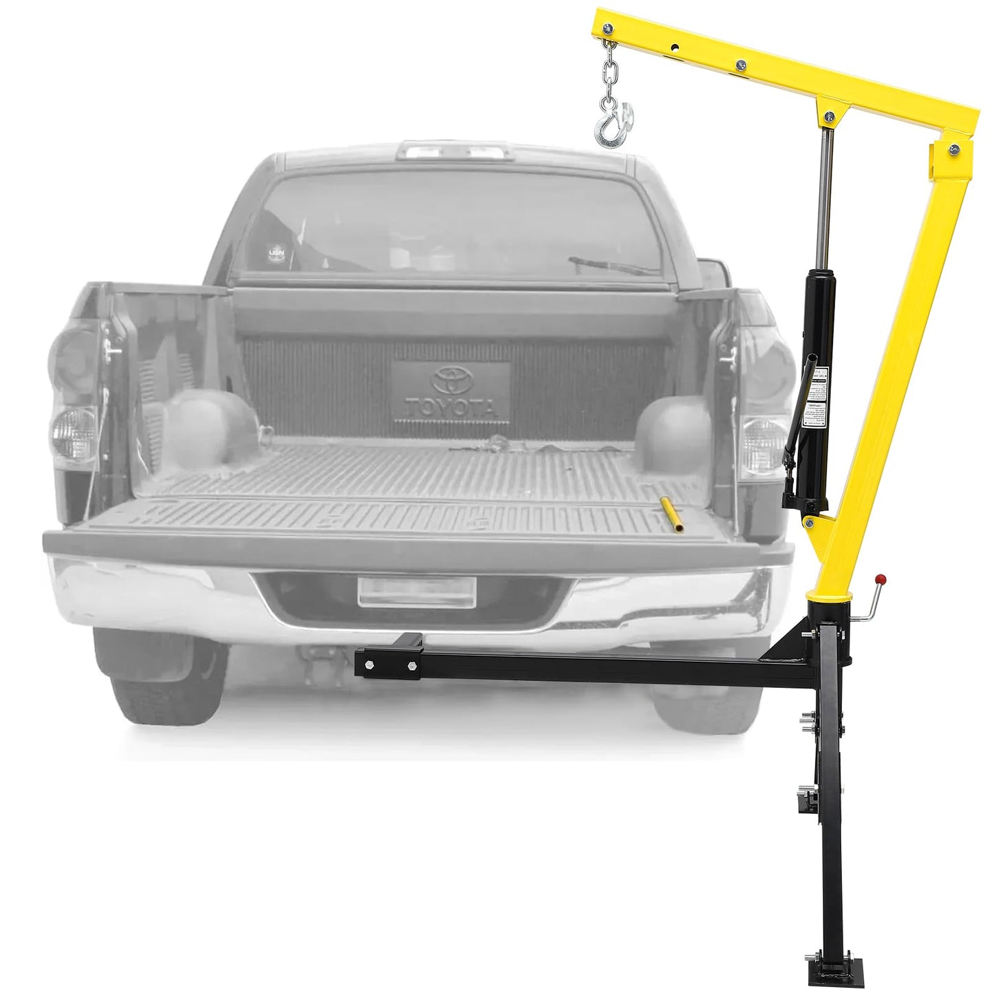 MERXENG Hydraulic Pickup Truck Crane, 1000 lbs Capacity, 360°Swivel, Hitch Mounted Crane with 3 Adjustable Capacities of 500 Lbs, 750 Lbs and 1000 Lbs for Lifting Goods in Construction, Industry
