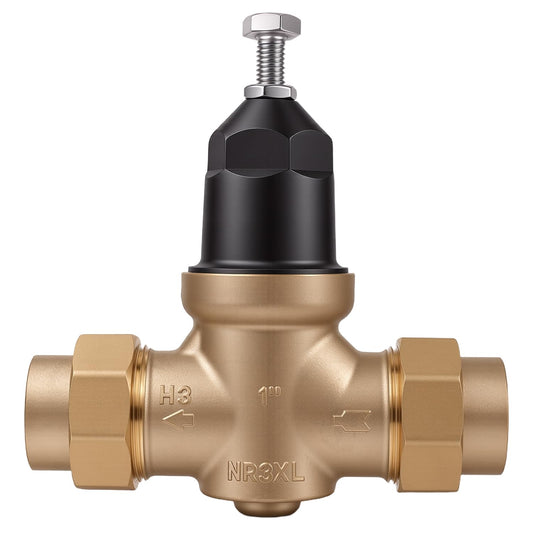 Upgraded 1" Brass Pressure Reducing Valve，Water Pressure Regulator for home with Double Union FNPT Connection - Stainless Steel Strainer Screen (1 inch)