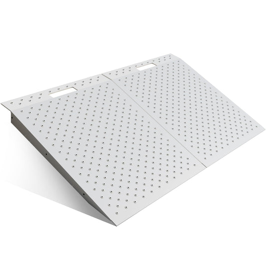 TOCRETOARE Shed Ramp, Heavy-Duty Loading Ramps for Lawn Mower, 29" L x 24" W Curb Ramp with Anti-Slip Punch Plate, 1500 lbs Capacity (29" L x 48" W)