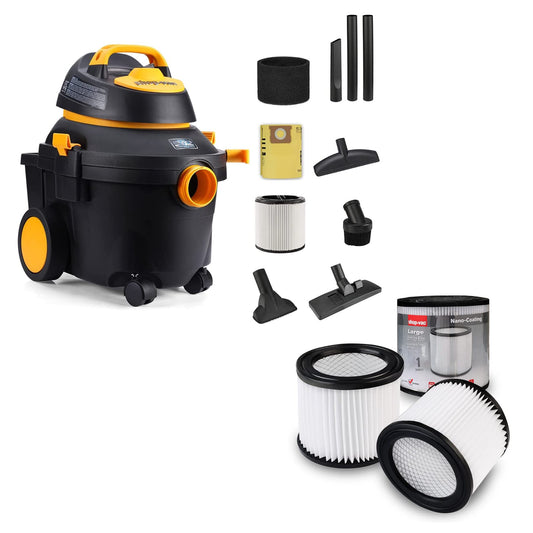 Shop-Vac 4 Gallon 5.5 Peak HP Wet/Dry Utility Vacuum+High Performance 90398 Cartridge Filter, 2 Pack