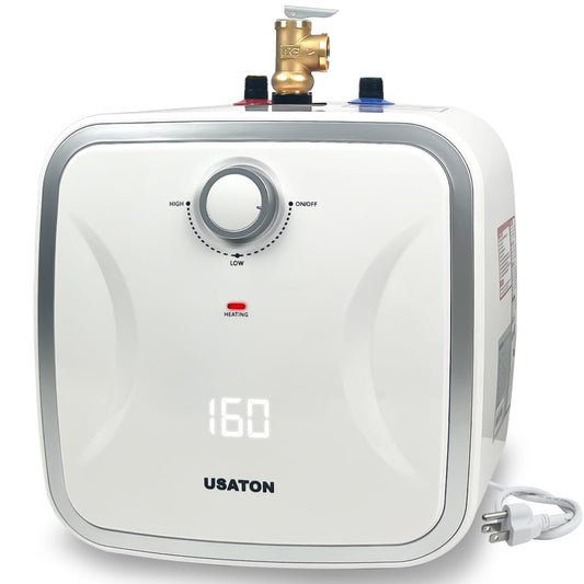 6.6 Gallon Hot Water Heater Electric - Under Sink Portable Mini Hot Water Tank with LED Display for RV Camper Kitchen Food Truck, 110V/120V 1440W, Wall or Floor Mounted Simple Installation