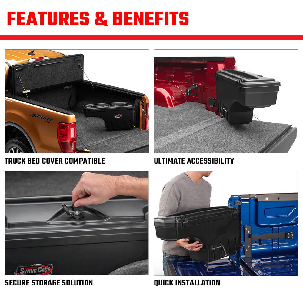 RealTruck UnderCover SwingCase Truck Bed Storage Box | SC300D | Fits 2002 - 2023 Dodge Ram 1500, 2003-20 2500/3500, Drivers Side (Without RamBox)