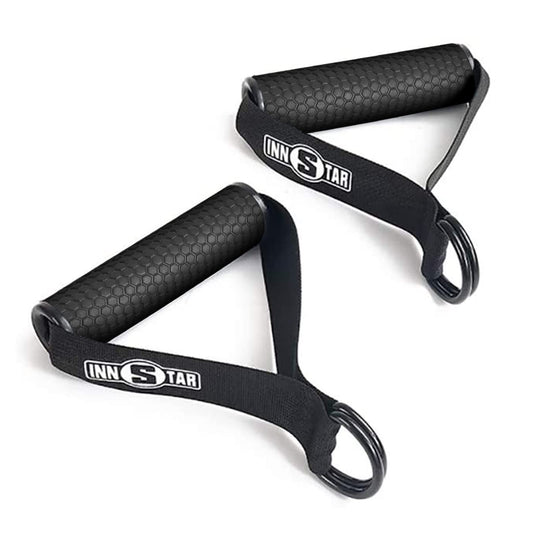 INNSTAR Cable Handles Gym Equipment, Heavy Exercise Handles with Solid ABS Core Grips, D Handle Cable Attachment, Cable Machine Handles, Gym Handles for Cables (Set of 2)