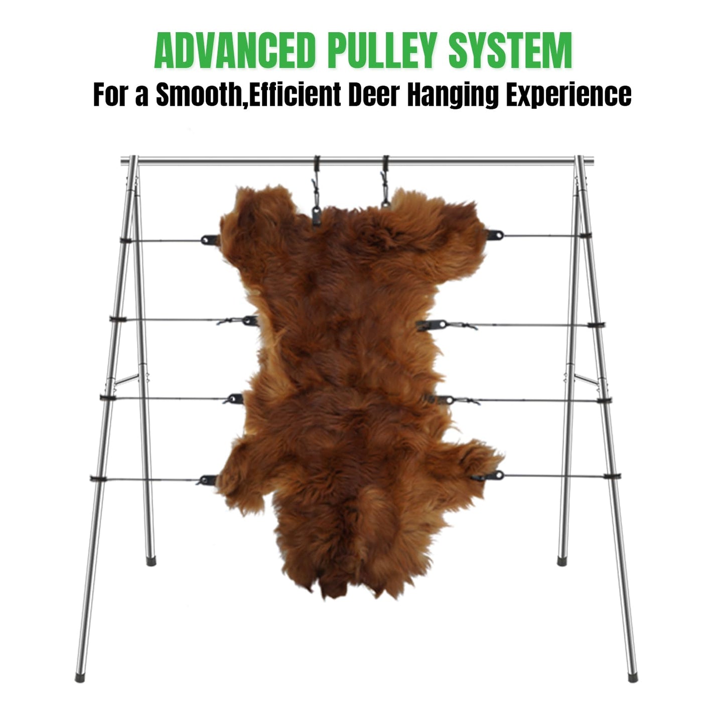Deer Hanger for Skinning, Stainless Steel Deer Hanging Hoist with Winch & Gambrel, Game Hoist Rack for Deer, Elk, Bear, Hogs, Goat, Boar, Fish, Ideal for Hunting, Dressing, Processing - Heavy Duty