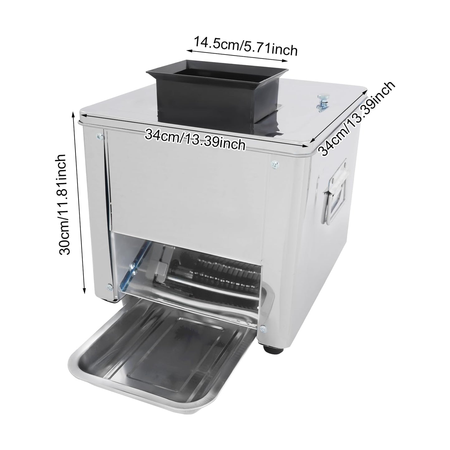 850W Electric Meat Cutter Machine, 7mm Thickness 330lb/h Commercial Meat Slicer Shredded Cutting Machine, Stainless Steel Food Cutting Slicer for Slices Strips Cubes Minced Meat, Low Noise