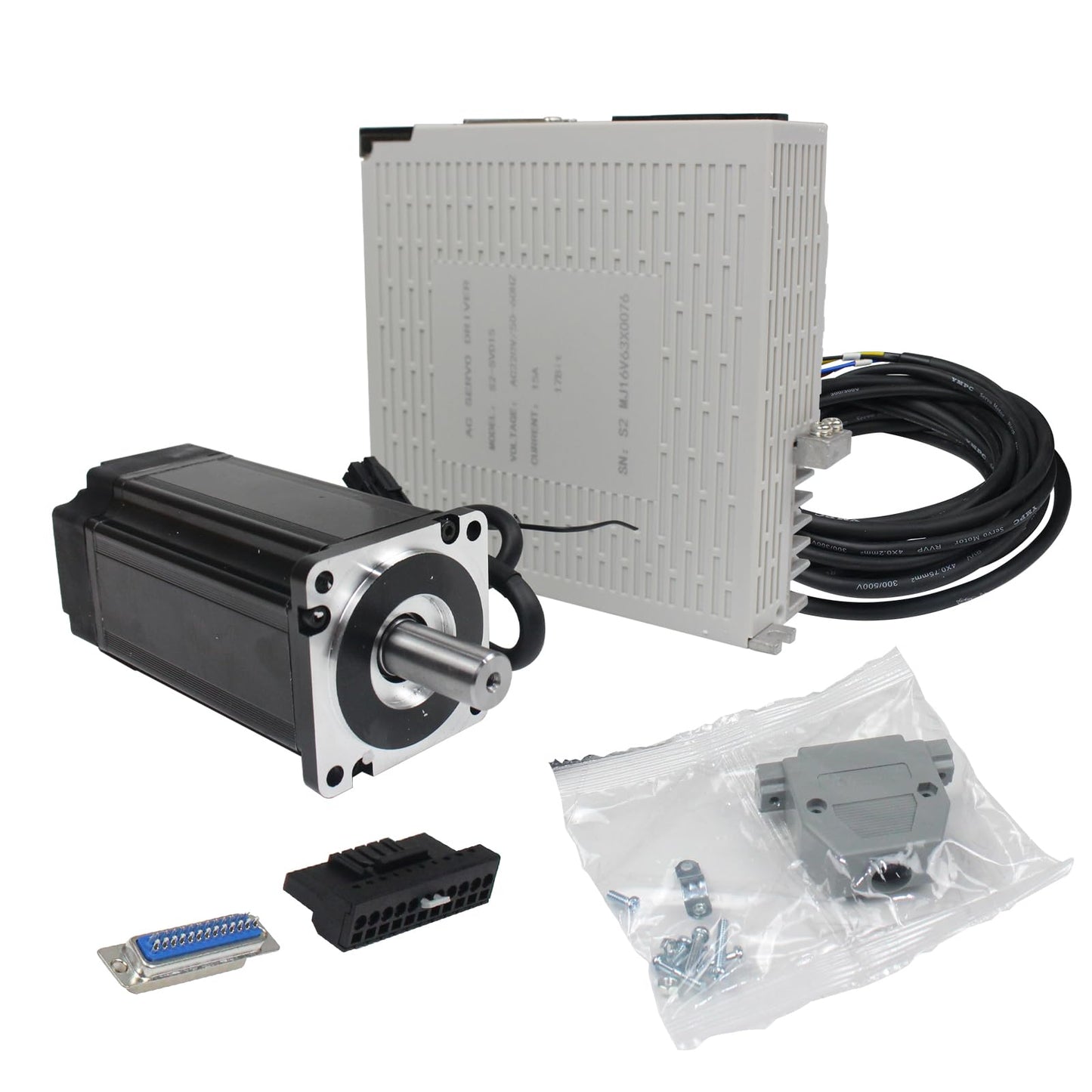 RATTMMOTOR 600W Servo Motor Kit, Servo Motor with Servo Motor Driver and Brake Encoder Cable, CNC Controller Kit for CNC Engraver Milling Machine/Robot (600W with Brake), A2M-60SV01930Z