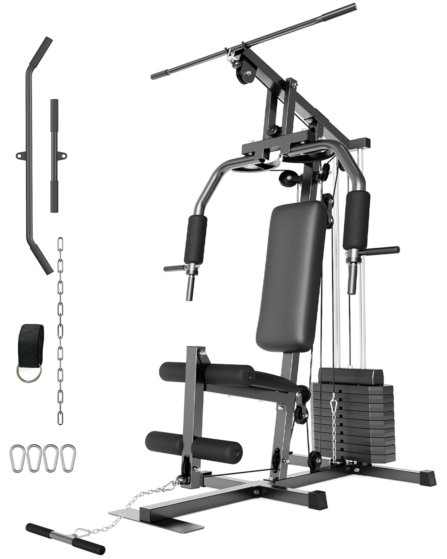 GarveeLife Home Gym Machine System with 100 LBS Weight Stack, Multifunctional Weight Machine, Full Body Workout Station Exercise Equipment, All in One Home Gym with Pulley System for Strength Training