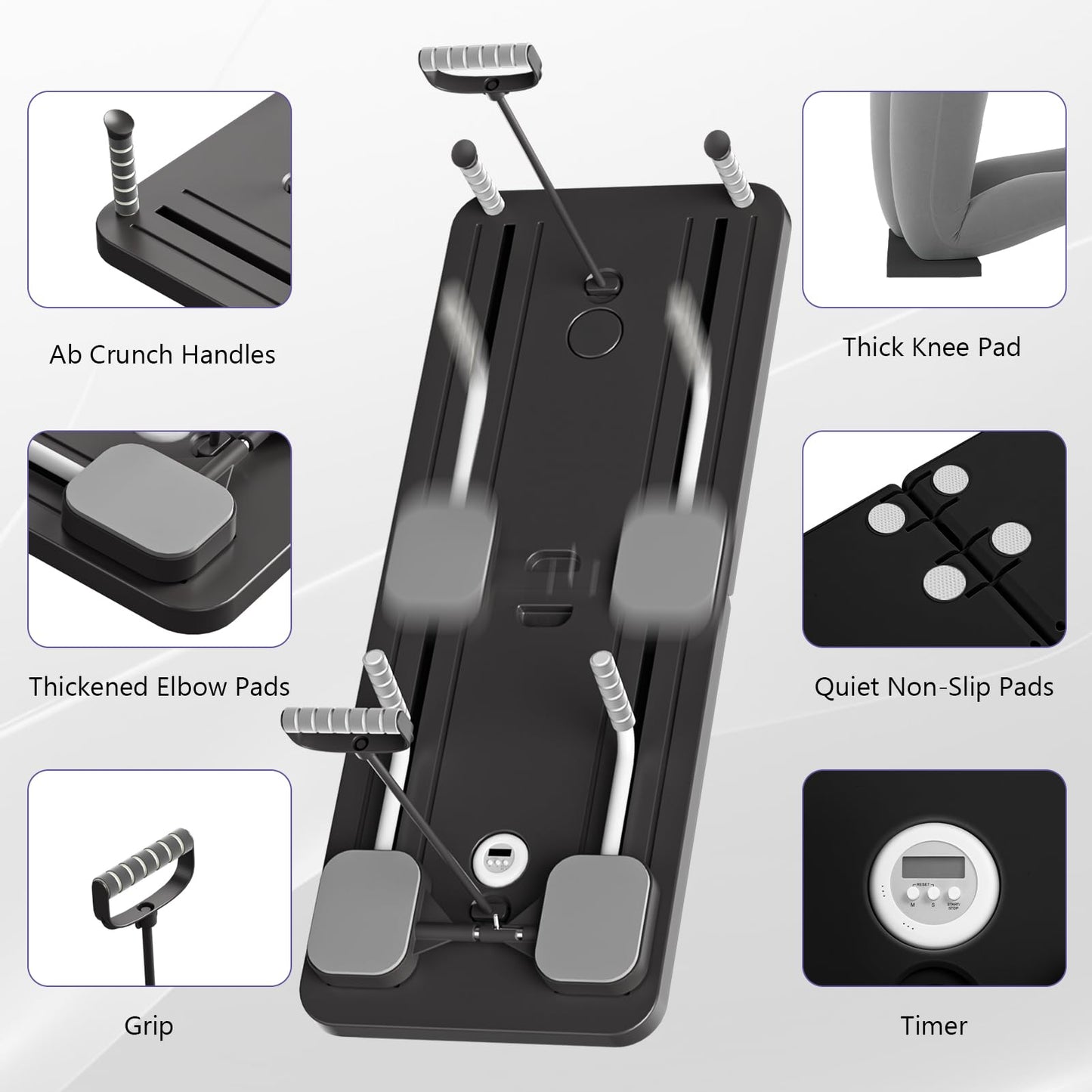 JANUA Pilates Board - Pilates Reformer Set, Multi-Purpose Foldable Pilates Reformer Board for Home, 5 in 1 Pilates Sliding Board (Black)