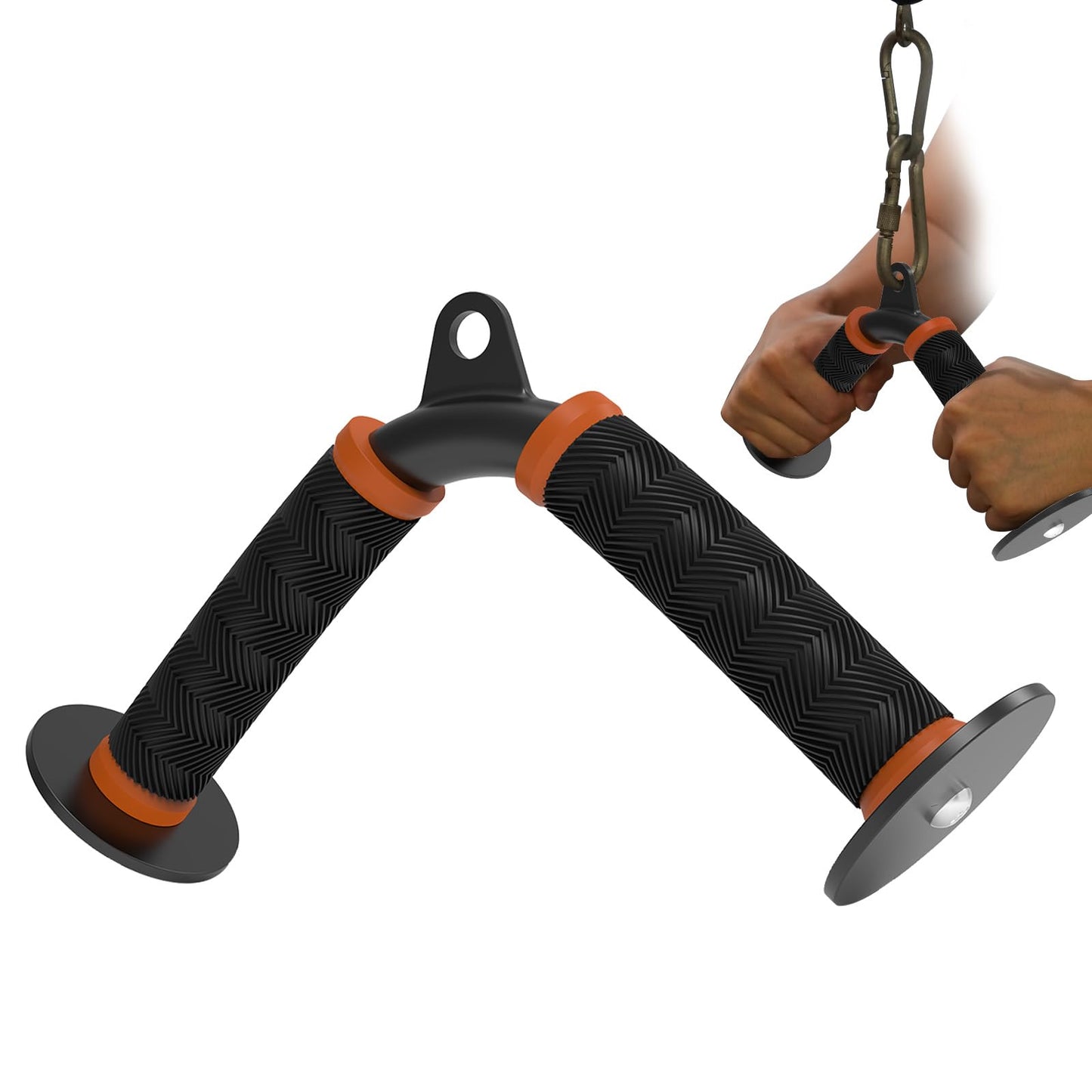 Fitarc Tricep V Bar Cable Attachment for Gym & Home Workouts, Tricep Pull Down Attachment with Non-Slip Grips, Orange
