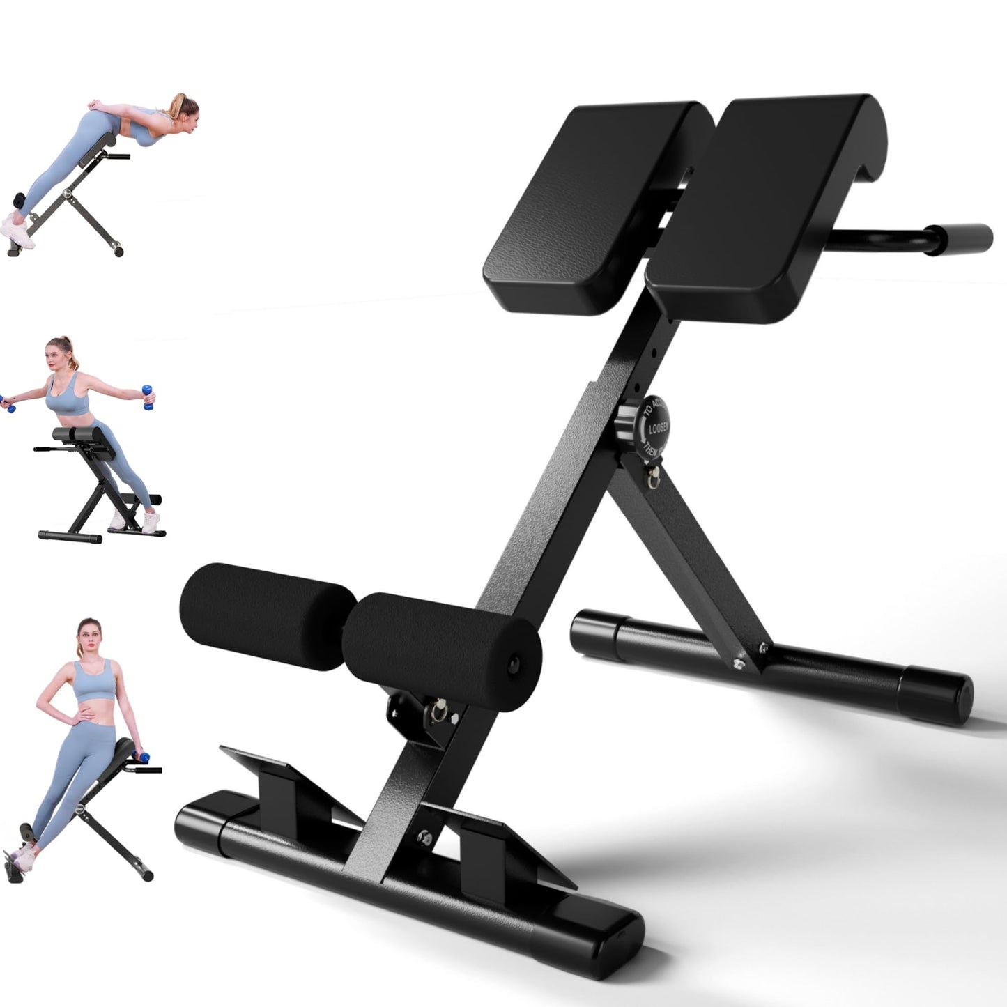 SIRHOME Adjustable Roman Chair with 330 lb Capacity, Foldable Incline Hyperextension Bench, Multi-Function Home Gym Back Extension Machine for Glutes, Hamstrings & Lower Back Strength Training
