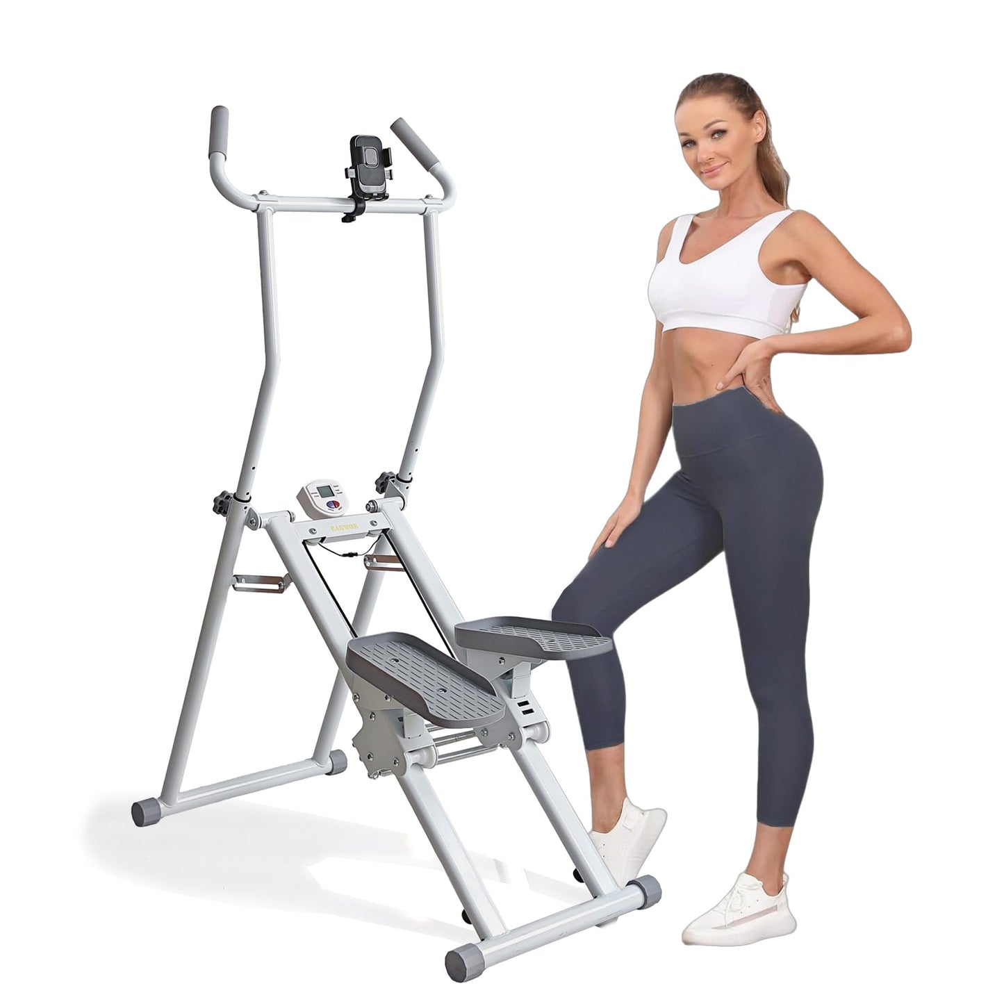 EAGWON Stair Stepper, Vertical Climber for Home Gym, Compact Folding Full-Body Cardio Machine with Extended Step Range, Adjustable Handlebar & Pedals, Suitable for Women & Men