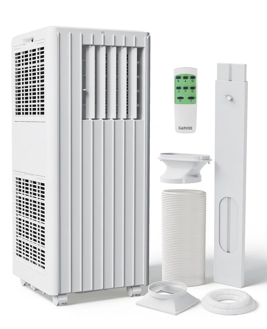 8000 BTU Portable Air Conditioner, 3-in-1 Cooling, Dehumidifying & Fan for Rooms Up to 350 Sq. Ft, Quiet Sleep Mode, Energy-Saving 24-Hr Timer, AC Unit with Remote & Full Window Kit, White
