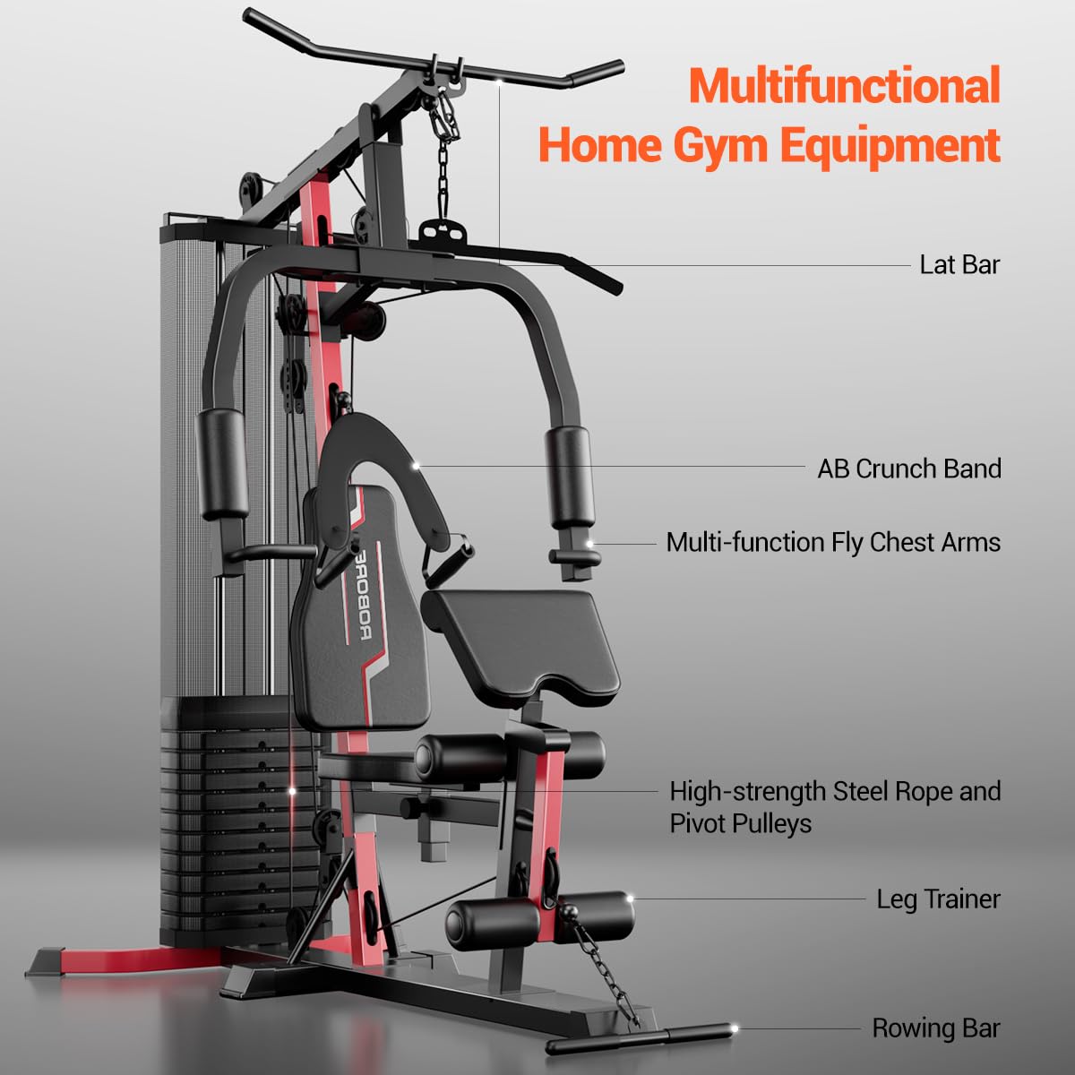 Home Gym System with 160LB Weight Stack, Multifunctional All-in-One Workout Station, Full Body Strength Training System