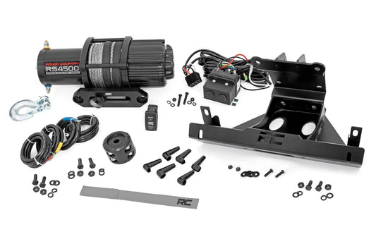Rough Country 4,500 LB Winch Mount Kit for Can-Am Maverick X3 - Bolt-On Plate with RS4500S UTV Winch & Synthetic Rope
