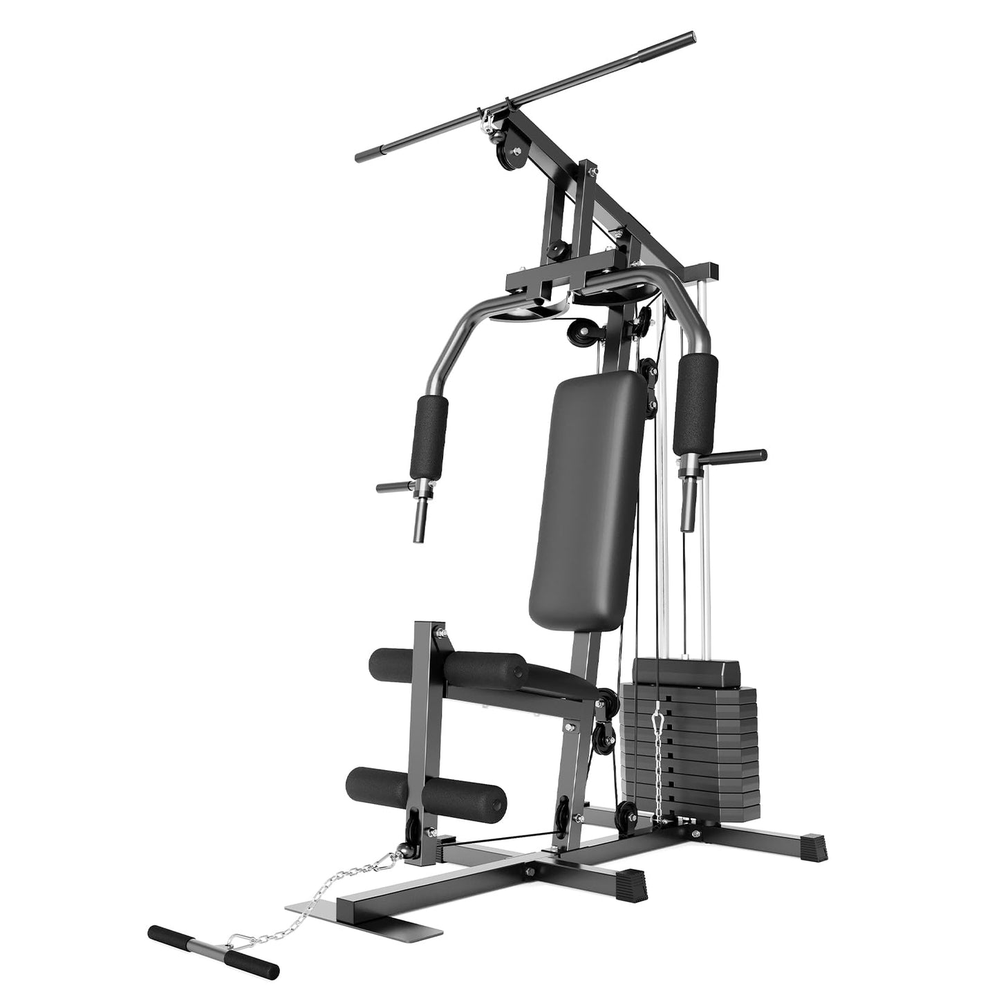 KUNRAM Home Gym Machine with 100LBS Weight Stack, 6-in-1 Multi-Station Workout Equipment, Full Body Strength Training System with Chest Press, LAT Pulldown, Leg Extension & Seated Row for Home Garage