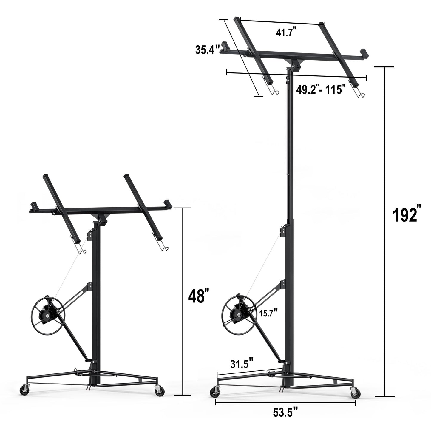 GarveeTech Drywall Lift 16 ft,Drywall Rolling Lifter Panel,150 LBS Heavy Duty Sheetrock Lift, Drywall Lift Panel Hoist Jack with 360° Adjustable Telescopic Arm & 3 Lockable Wheels