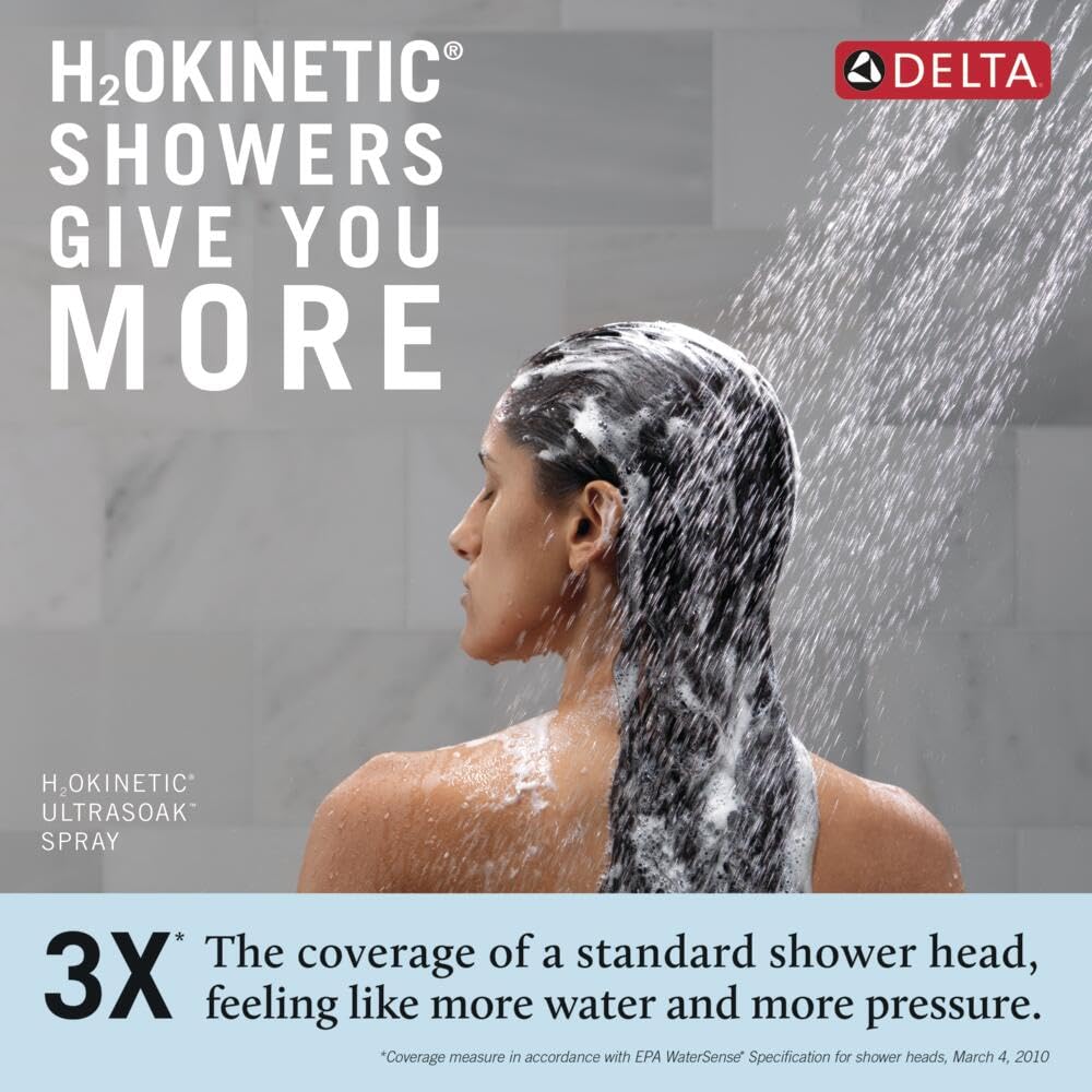 Delta Nicoli 14 Series H2Okinetic Bathtub and Shower Faucet Set, Brushed Gold Shower Head and Handle Set, Valve Trim Kit, Champagne Bronze 144749-CZ (Valve Included)