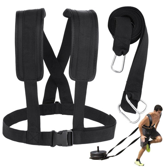 Sled Harness for Exercise, Physical Football Running Resistance Training Rope Kit Tire Pulling Harness Fitness Exercise Workout Assistance Equipment Trainer with Adjustable Padded Shoulder Strap