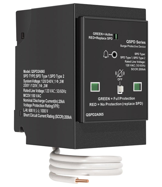 Replacement for Siemens QSPD2A065P Plug-in Surge Protection Device, 2-Pole 65kA 120/240V, 1Ø, 3W, Fits Siemens Type QP Load Centers, Whole House Power Spike Protection, LED Indicator & Audible Alarm